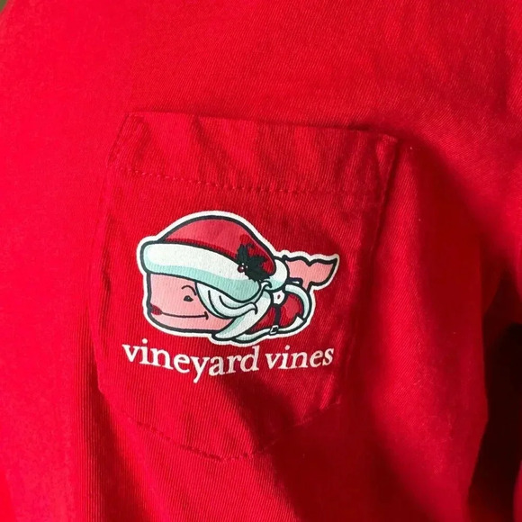 Vineyard Vines Tee Shirt XL Merry Christmas Santa Whale Red - Picture 4 of 9